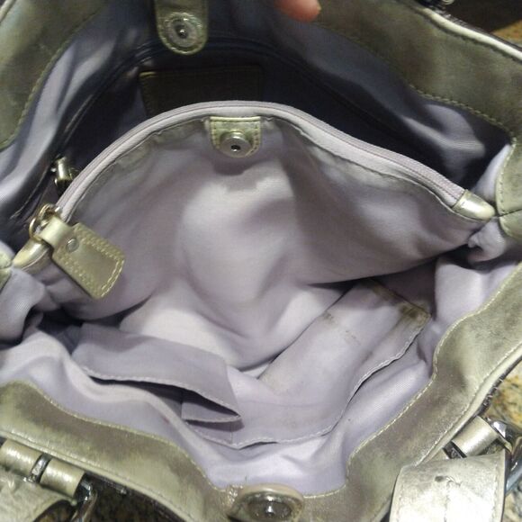 Coach North South Soho Satchel Off White w Gold Metallic Handles Hobo Bag F17216 - Picture 6 of 11